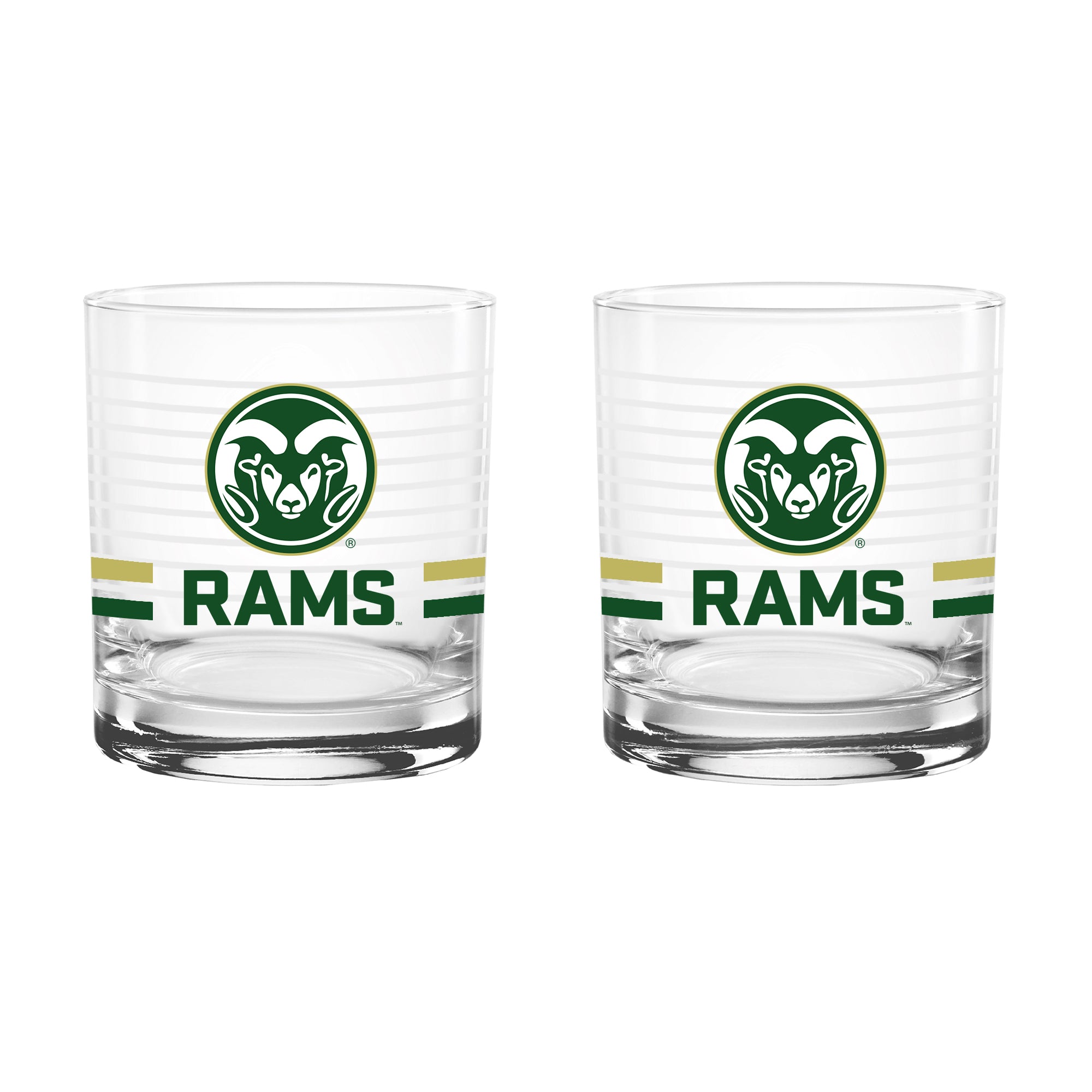 Set of 2 Colorado State Rams 14oz Ring Rocks Glasses