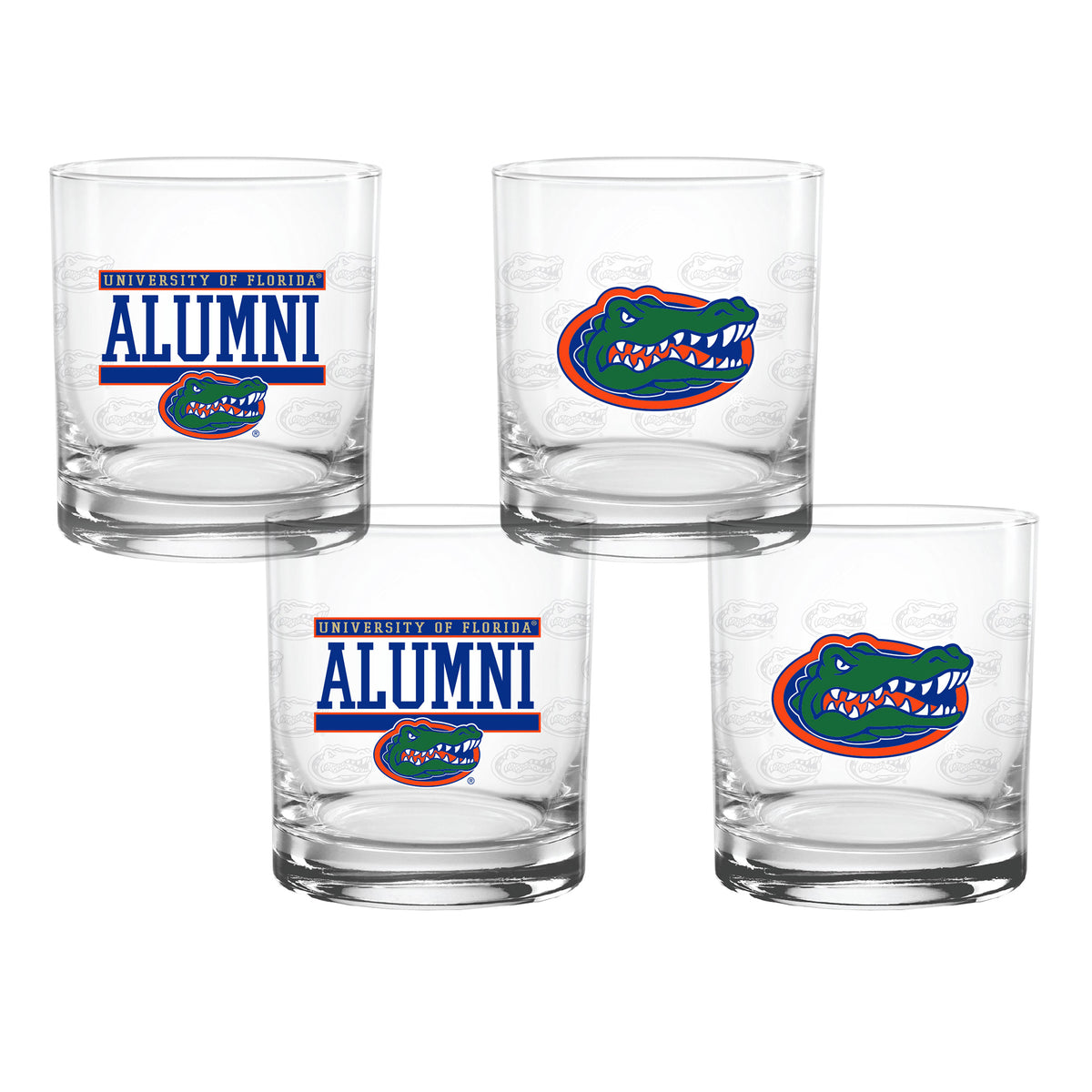 Set of 4 Florida Gators 14oz Alumni Rocks Glasses
