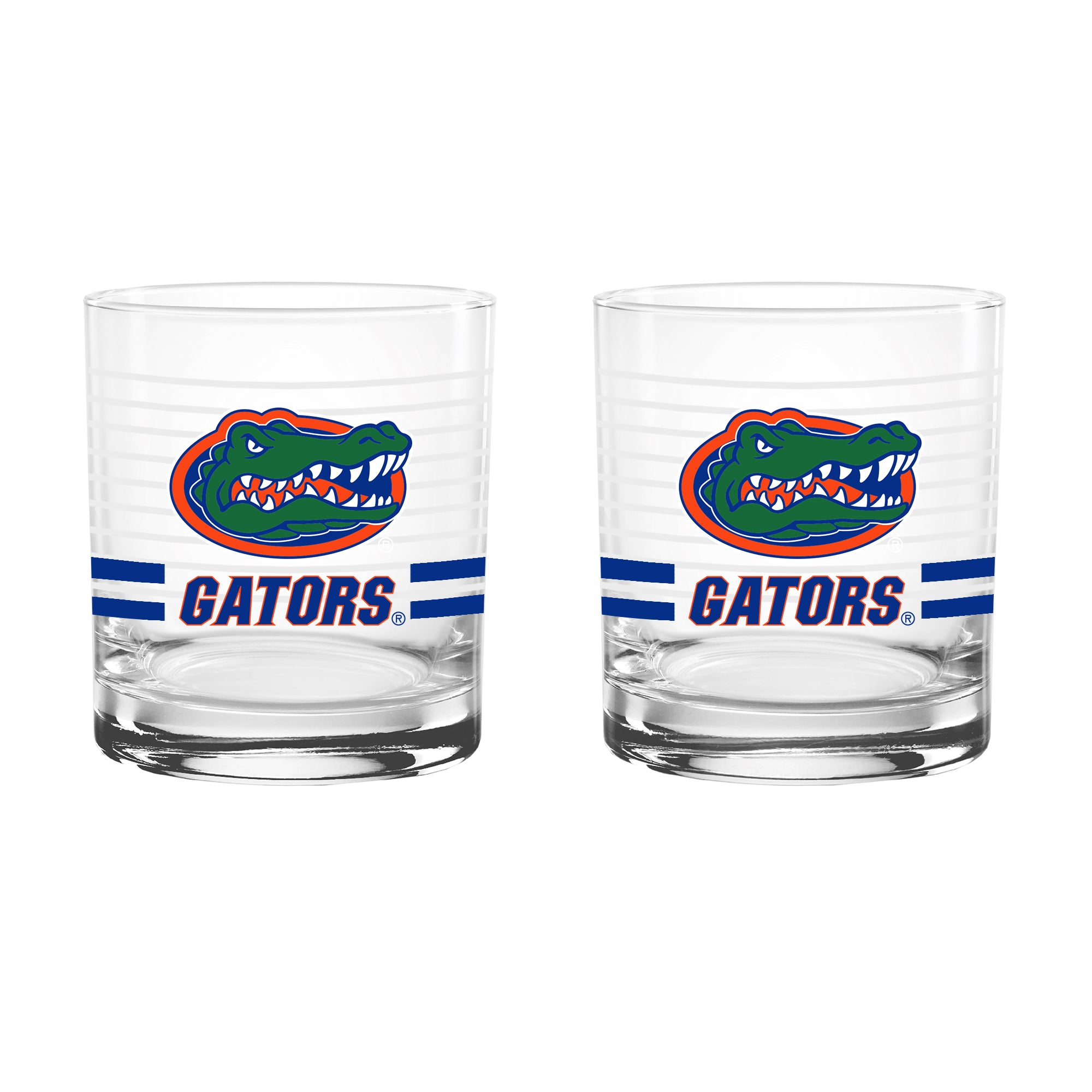 Set of 2 Florida Gators 14oz Ring Rocks Glasses