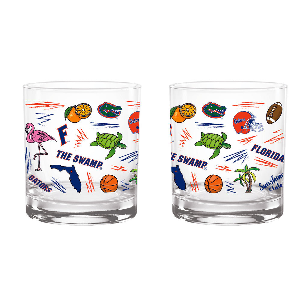 Set of 2 Florida Gators 14oz Local Rocks Glasses