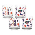 Set of 4 Florida Gators Basketball Sketch 14oz Rocks Glasses
