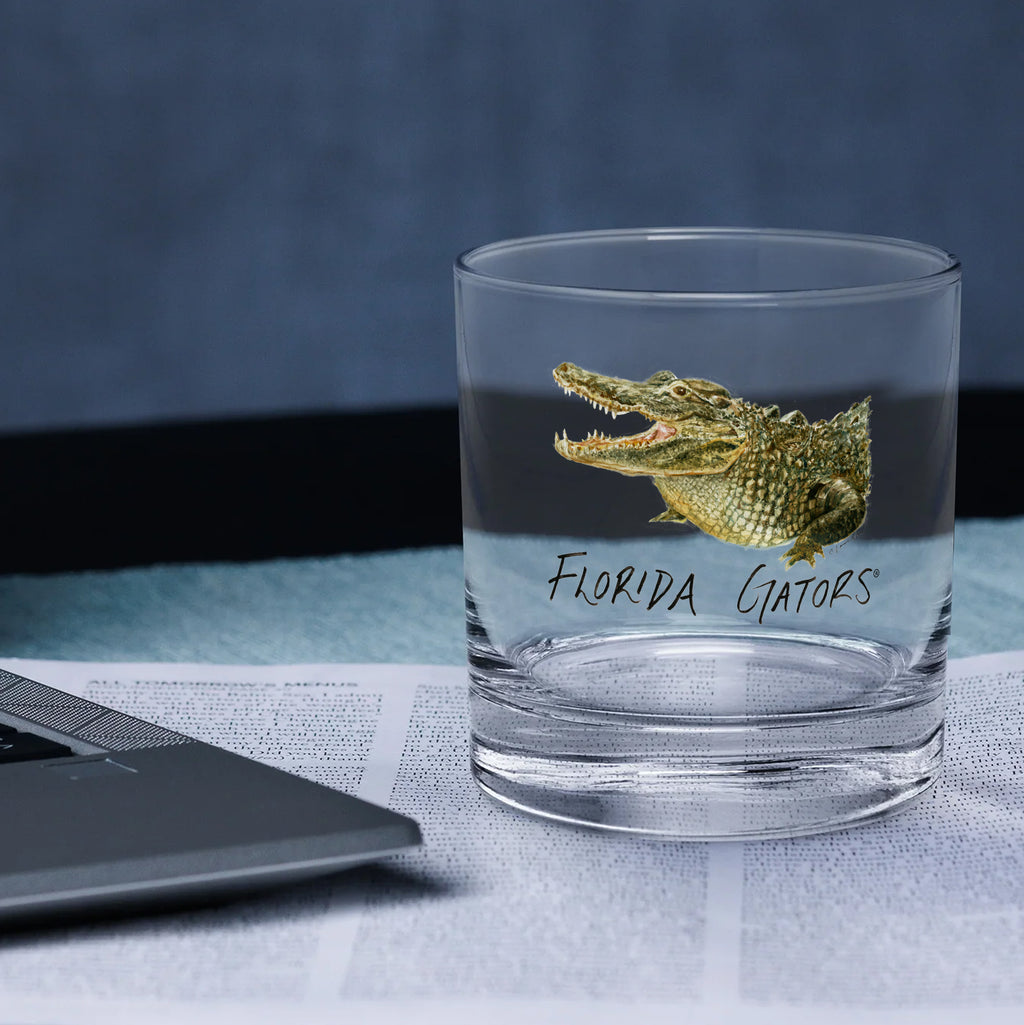 Set of 4 Florida Gators Mascot by Laura Wilcox 14oz Rocks Glasses