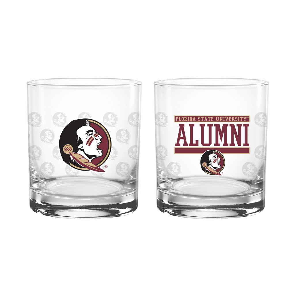 Set of 2 Florida State Seminoles 14oz Alumni Rocks Glasses
