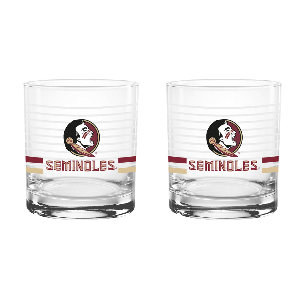 Set of 2 Florida State Seminoles 14oz Ring Rocks Glasses