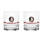 Set of 2 Florida State Seminoles 14oz Ring Rocks Glasses