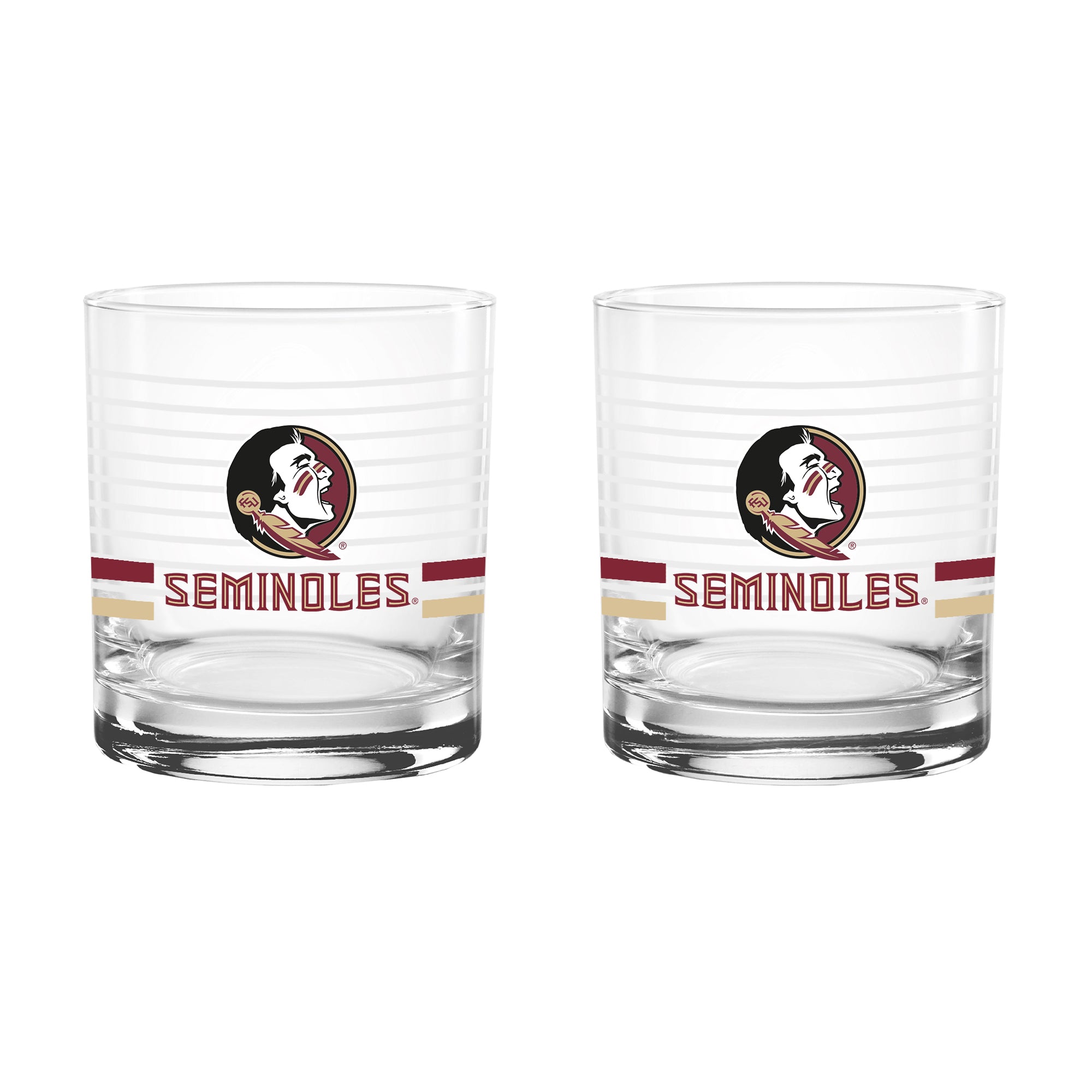 Set of 2 Florida State Seminoles 14oz Ring Rocks Glasses