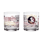 Set of 2 Florida State Seminoles Campus Line Art 14oz Rocks Glasses