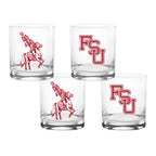 Set of 4 Florida State Seminoles College Vault Sketch 14oz Rocks Glasses