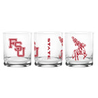 Set of 2 Florida State Seminoles College Vault Sketch 14oz Rocks Glasses