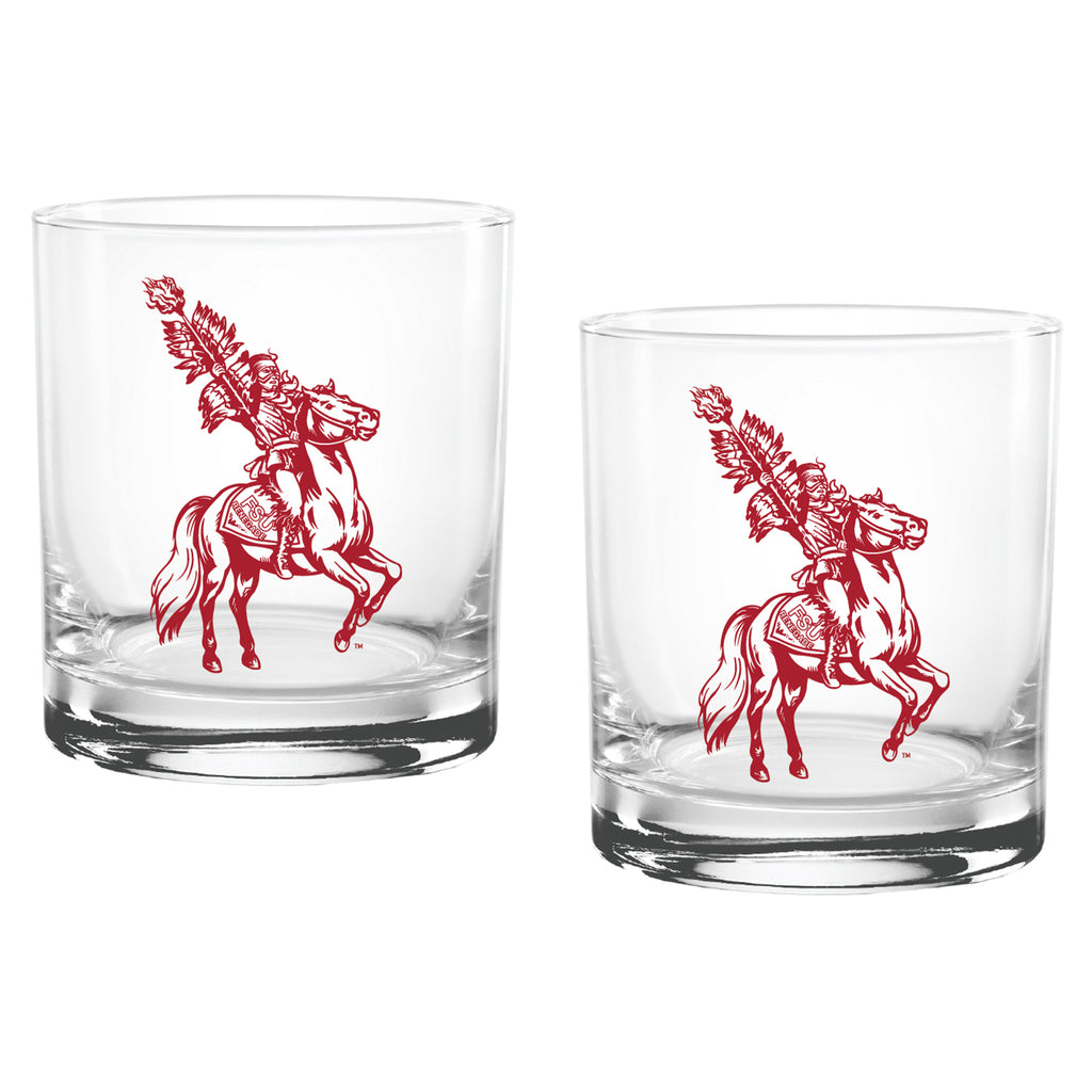 Set of 2 Florida State Seminoles College Vault Sketch 14oz Rocks Glasses