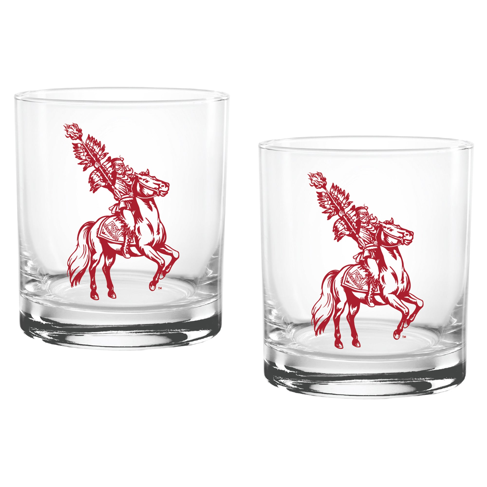 Set of 2 Florida State Seminoles College Vault Sketch 14oz Rocks Glasses