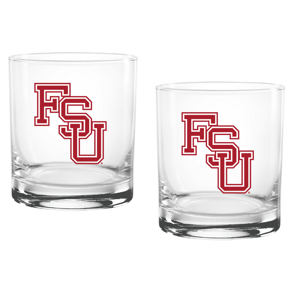 Set of 2 Florida State Seminoles College Vault Sketch 14oz Rocks Glasses