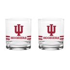 Set of 2 Indiana Hoosiers 14oz Ring Rocks Glasses