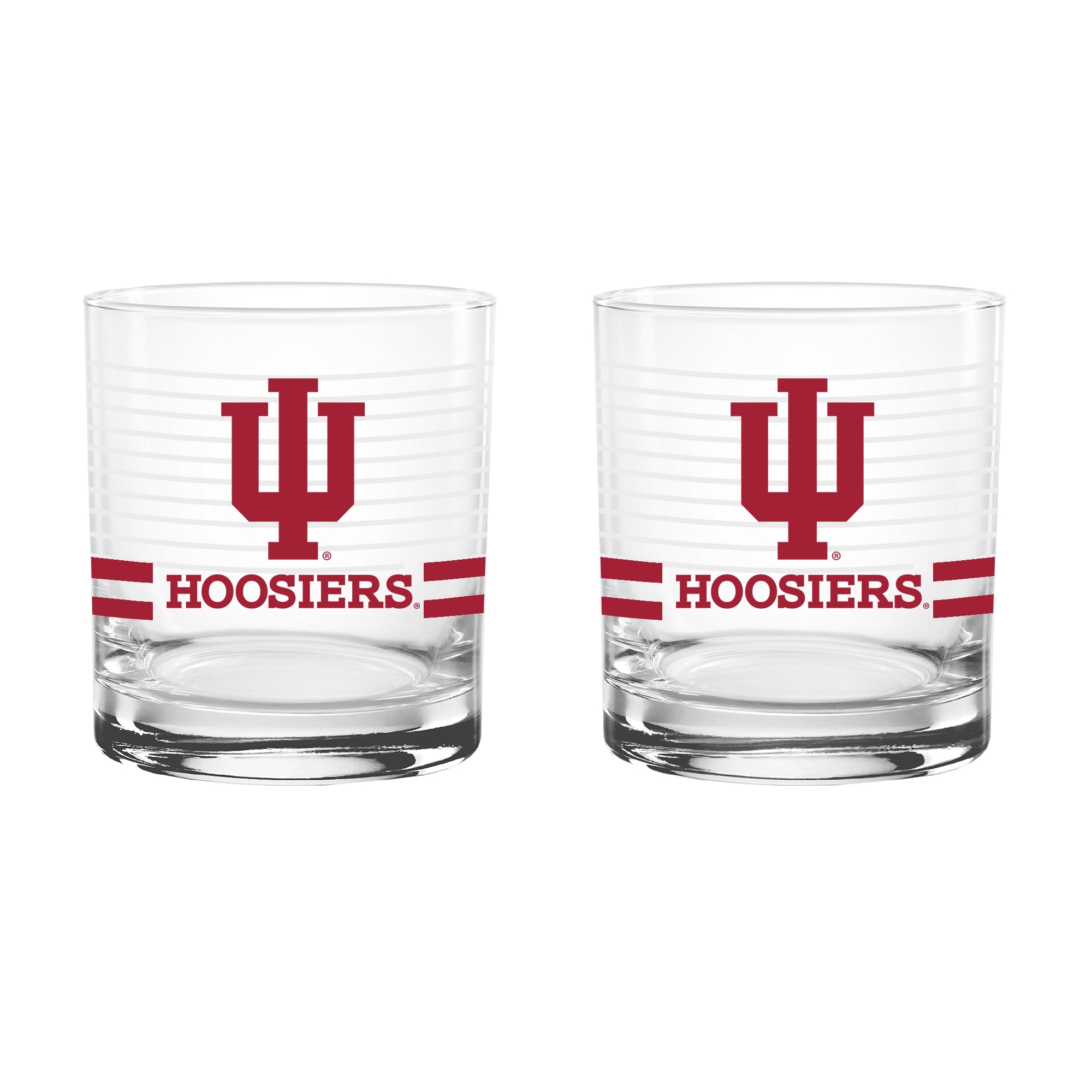 Set of 2 Indiana Hoosiers 14oz Ring Rocks Glasses