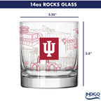 Set of 4 Indiana Hoosiers Campus Line Art 14oz Rocks Glasses