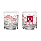 Set of 2 Indiana Hoosiers Campus Line Art 14oz Rocks Glasses
