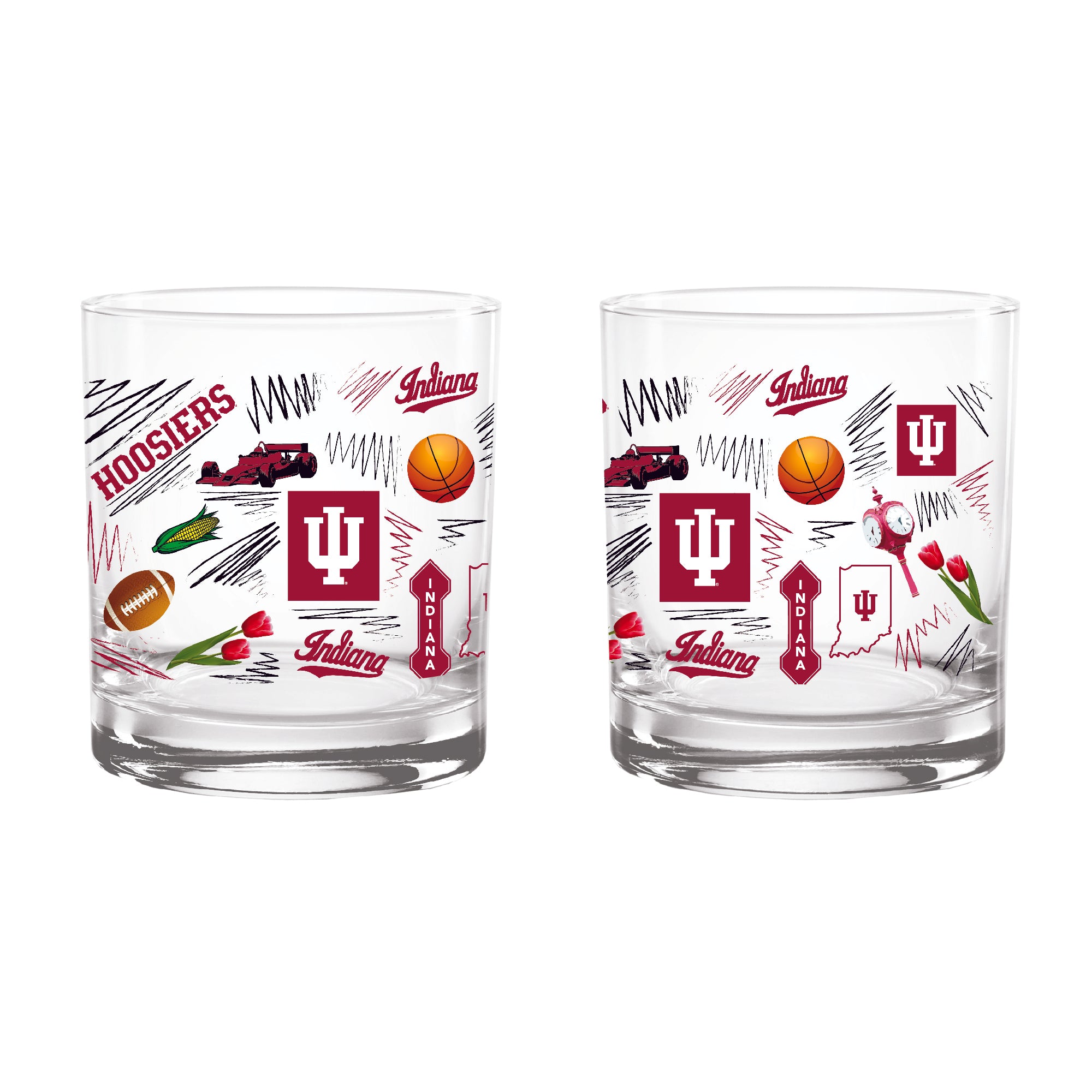 Set of 2 Indiana Hoosiers14oz Local Rocks Glasses