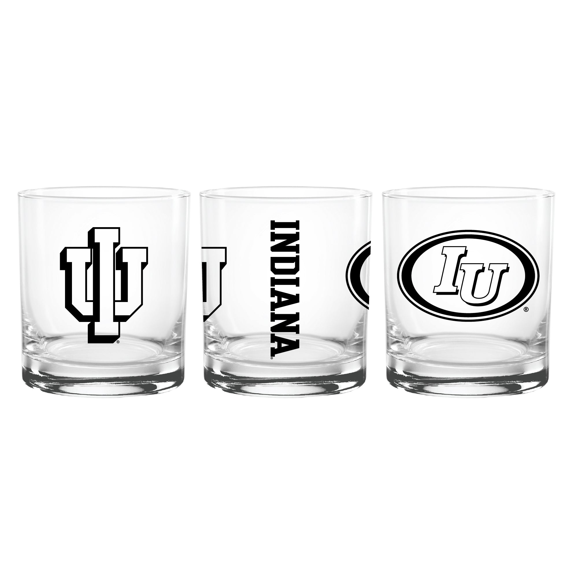 Set of 2 Indiana Hoosiers College Vault Sketch 14oz Rocks Glasses