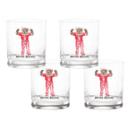 Set of 4 Indiana Hoosiers Mascot by Laura Wilcox 14oz Rocks Glasses