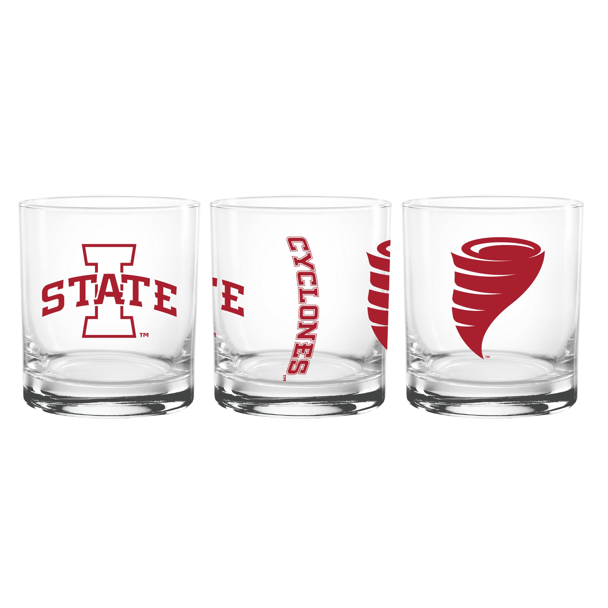 Set of 2 Iowa State Cyclones College Vault Sketch 14oz Rocks Glasses