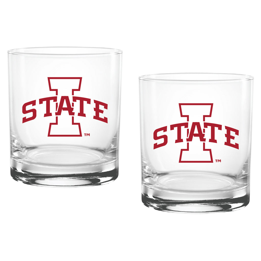 Set of 2 Iowa State Cyclones College Vault Sketch 14oz Rocks Glasses