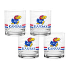 Set of 4 Kansas Jayhawks 14oz Ring Rocks Glasses