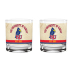 Kansas Jayhawks Set of 2 College Vault Tan Retro 14oz Rocks Glasses