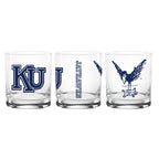 Set of 2 Kansas Jayhawks College Vault Sketch 14oz Rocks Glasses