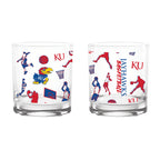 Set of 2 Kansas Jayhawks Basketball Sketch 14oz Rocks Glasses