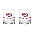 Set of 2 LSU Tigers 14oz Ring Rocks Glasses