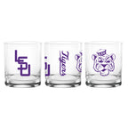 Set of 2 LSU Tigers College Vault Sketch 14oz Rocks Glasses