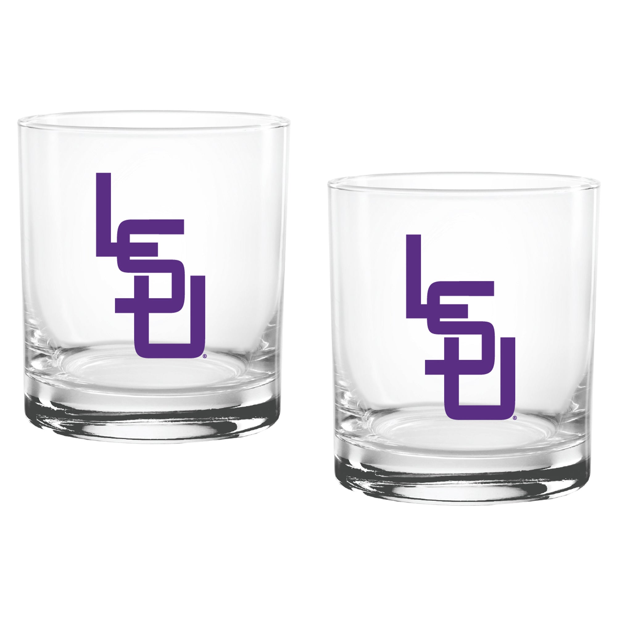 Set of 2 LSU Tigers College Vault Sketch 14oz Rocks Glasses