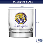Set of 4 LSU Tigers Mascot by Laura Wilcox 14oz Rocks Glasses