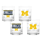 Set of 4 Michigan Wolverines 14oz Alumni Rocks Glasses