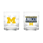 Set of 2 Michigan Wolverines 14oz Alumni Rocks Glasses