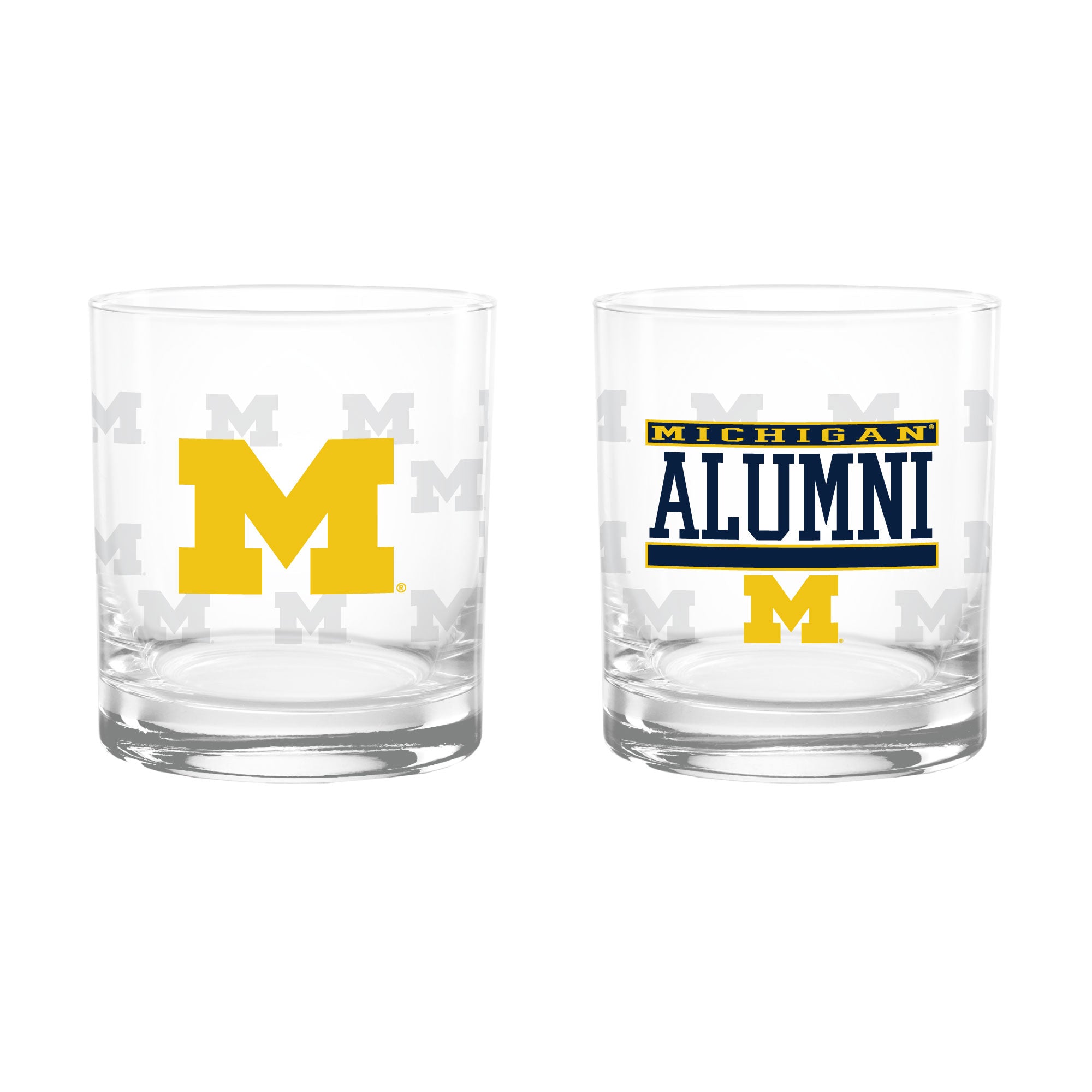 Set of 2 Michigan Wolverines 14oz Alumni Rocks Glasses