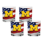 Set of 4 Michigan Wolverines 14oz Americana Rocks Glasses