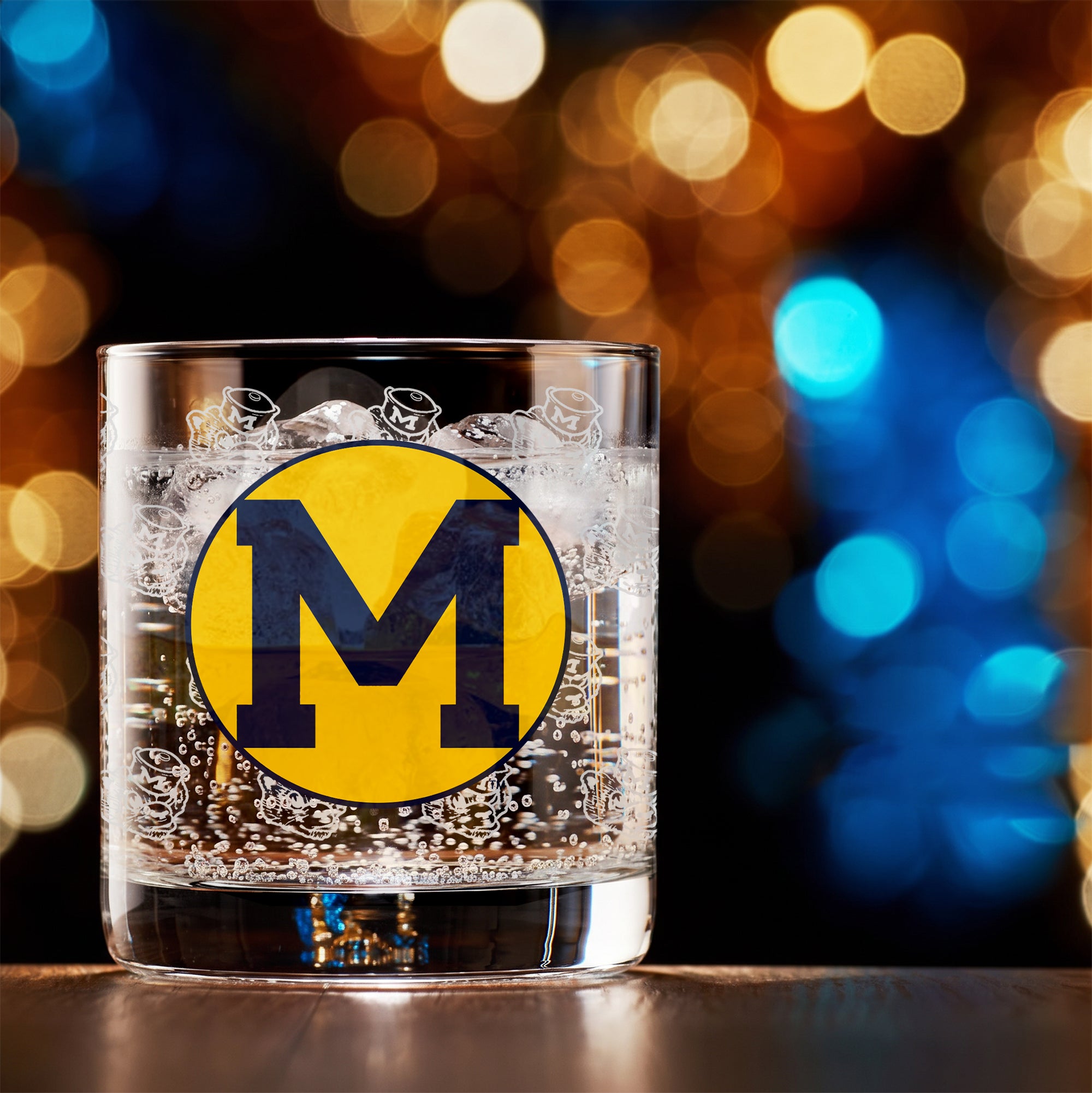 Set of 4 Michigan Wolverines College Vault Rocks Glasses