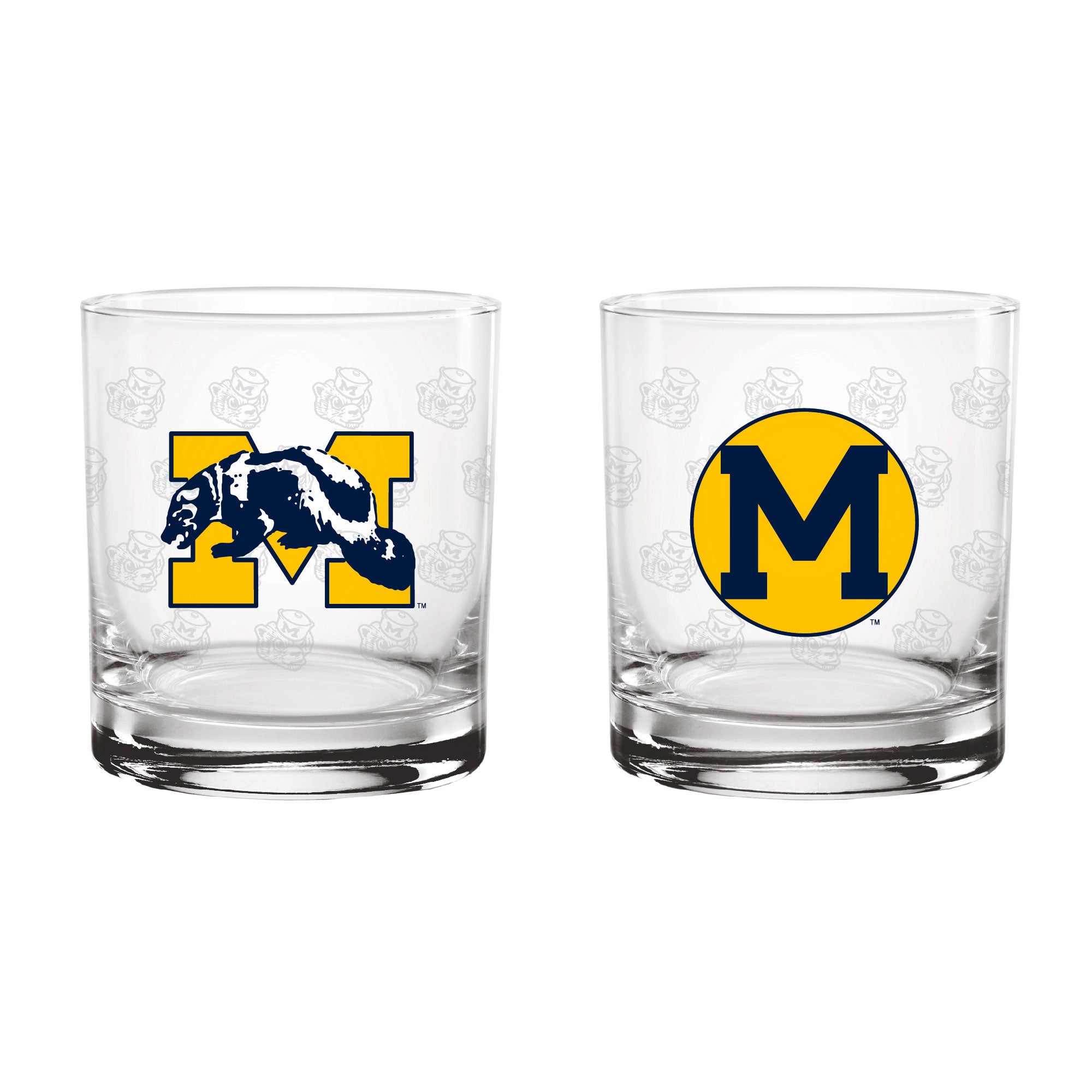 Set of 2 Michigan Wolverines College Vault Rocks Glasses