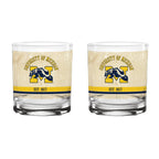 Michigan Wolverines Set of 2 College Vault Tan Retro 14oz Rocks Glasses