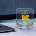 Set of 4 Michigan Wolverines Campus Line Art 14oz Rocks Glasses