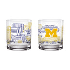Set of 2 Michigan Wolverines Campus Line Art 14oz Rocks Glasses