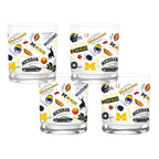 Set of 4 Michigan Wolverines 14oz Local Rocks Glasses