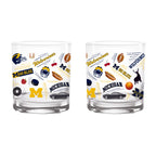 Set of 2 Michigan Wolverines 14oz Local Rocks Glasses