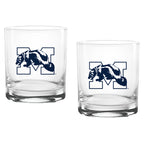 Set of 2 Michigan Wolverines College Vault Sketch 14oz Rocks Glasses