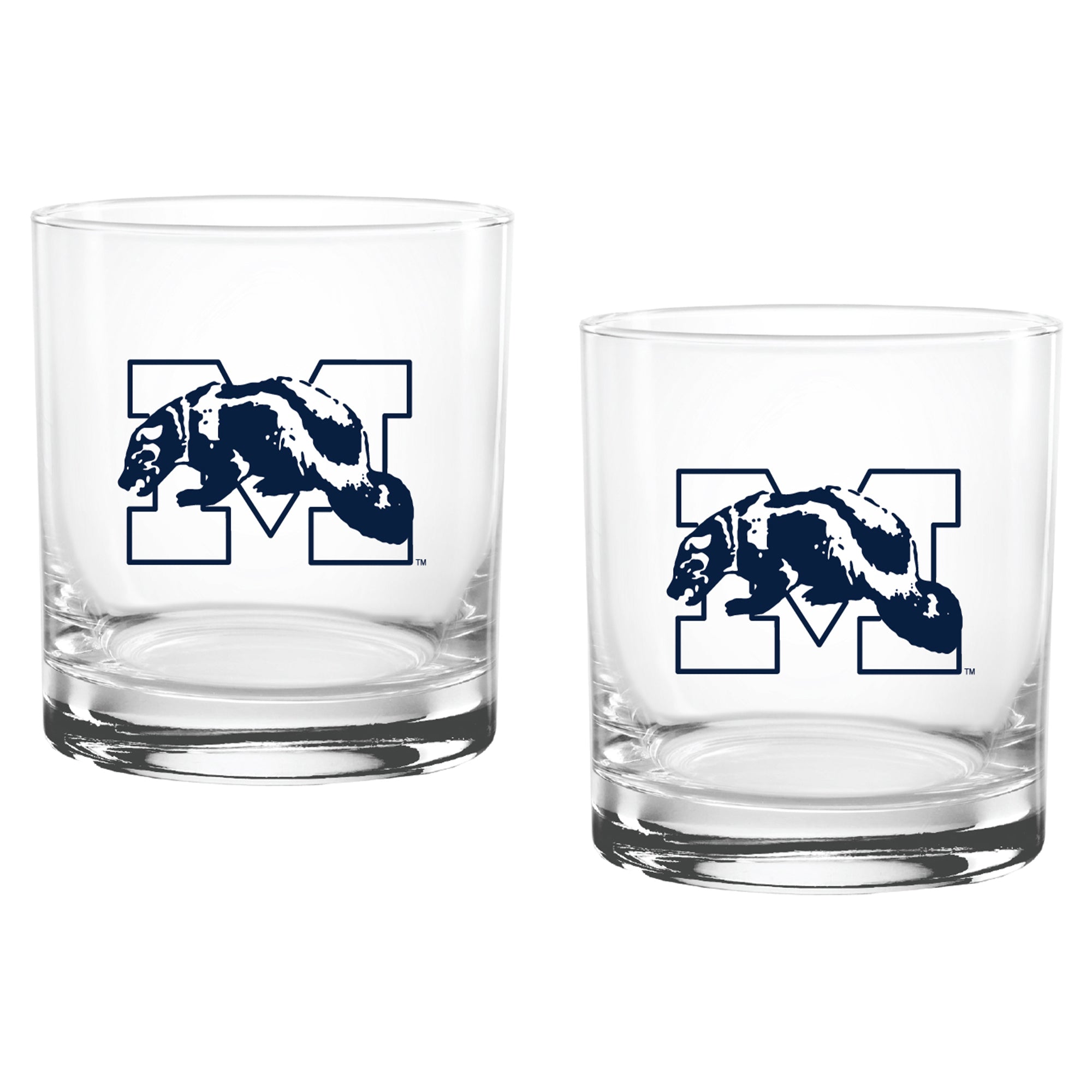 Set of 2 Michigan Wolverines College Vault Sketch 14oz Rocks Glasses