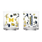 Set of 2 Michigan Wolverines Basketball Sketch 14oz Rocks Glasses
