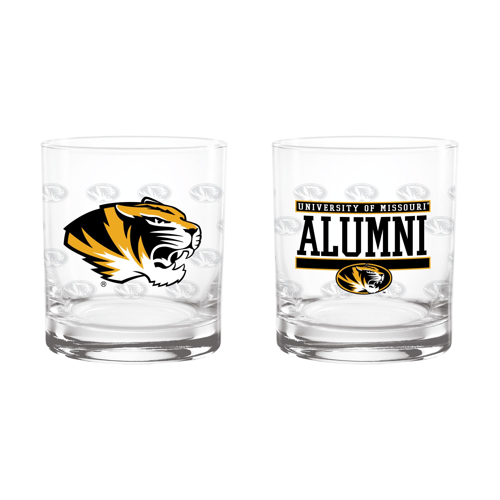 Set of 2 Missouri Tigers 14oz Alumni Rocks Glasses