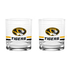 Set of 2 Missouri Tigers 14oz Ring Rocks Glasses