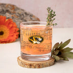 Set of 4 Missouri Tigers Campus Line Art 14oz Rocks Glasses